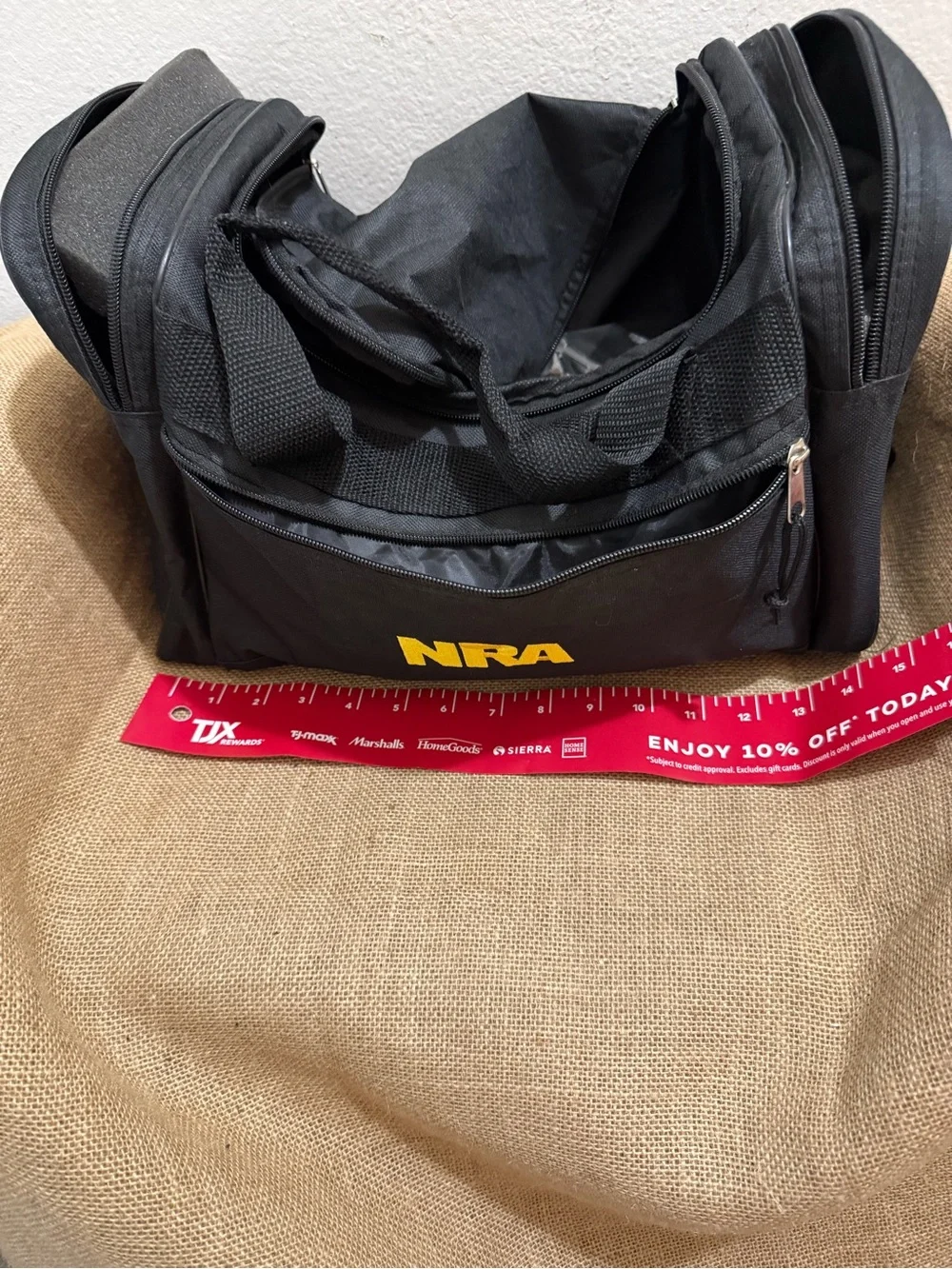 NRA black duffel